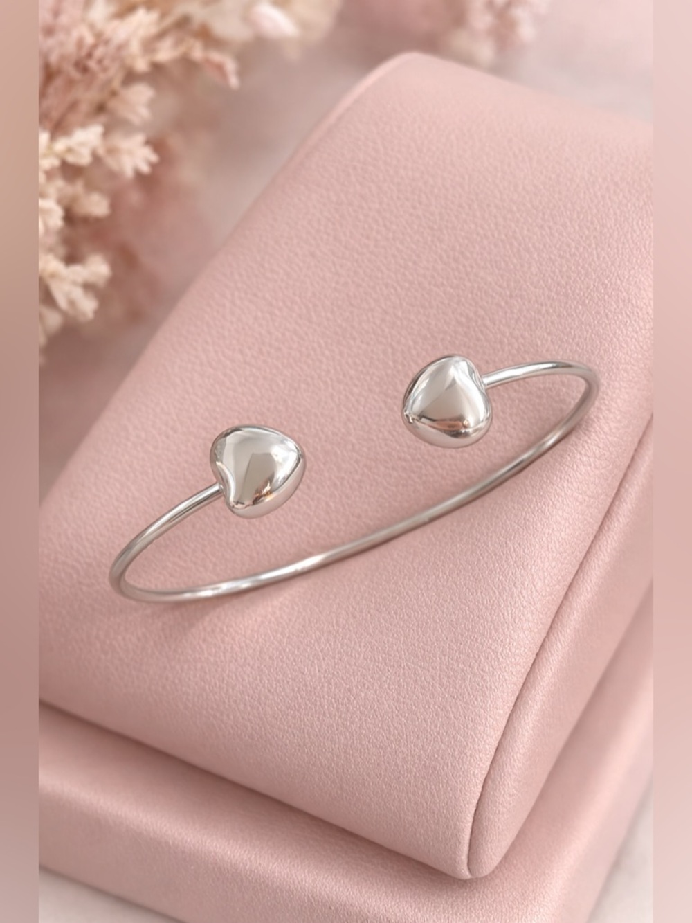 Sterling Silver Cuff Bracelet Heart ends